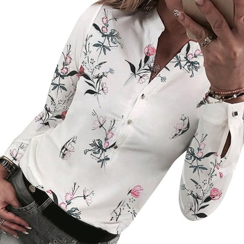 Women's Shirts Floral Blouse Long Sleeve Shirts Women Camisas Femininas Printing Button Women's Shirts For Spring Tops Blouse