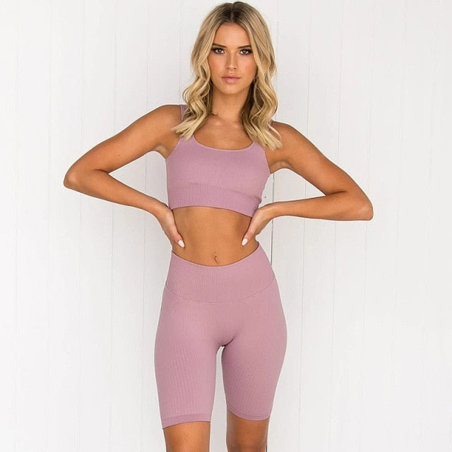 Pbong 2 Piece Set Workout Clothes for Women Sports Bra and Leggings Set Sports Wear for Women Gym Clothing Athletic Yoga Set