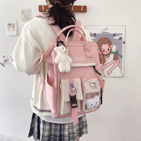 Preppy Purple Backpack Women Waterproof Candy Colors Backpacks Fancy High School Bags for Teenage Girl Cute Travel Rucksack