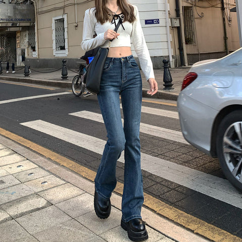 High Waist Loose Comfortable Jeans For Women Wide Leg Pants Elastic Fashion Boyfriend Style Denim Pants Trousers Plus Size