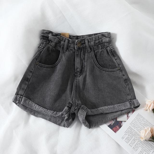 Women's denim shorts high-waist shorts women casual loose ladies fashion large size elastic waist wide-leg short jeans