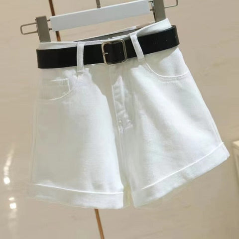 Women's denim shorts high-waist shorts women casual loose ladies fashion large size elastic waist wide-leg short jeans