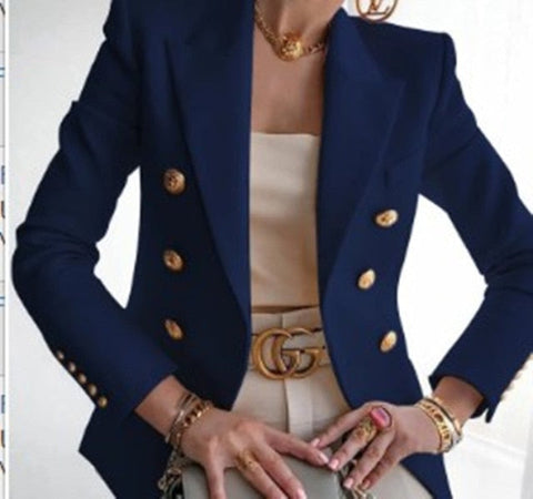 Women's New Solid Color Fashion Sexy Multi Buttons Summer And Autumn Casual Suit Office Wear Elegant Short Coat FC996