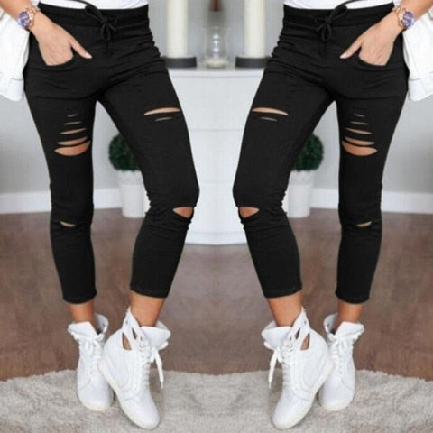 New Ripped Jeans For Women Women New Ripped Trousers Stretch Pencil Pants Leggings Women Jean Casual Slim Ladies Jeans