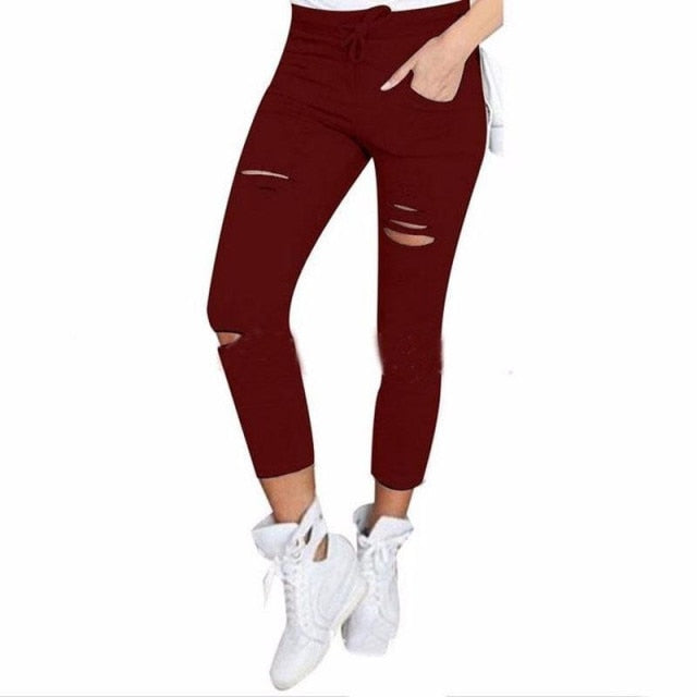 New Ripped Jeans For Women Women New Ripped Trousers Stretch Pencil Pants Leggings Women Jean Casual Slim Ladies Jeans