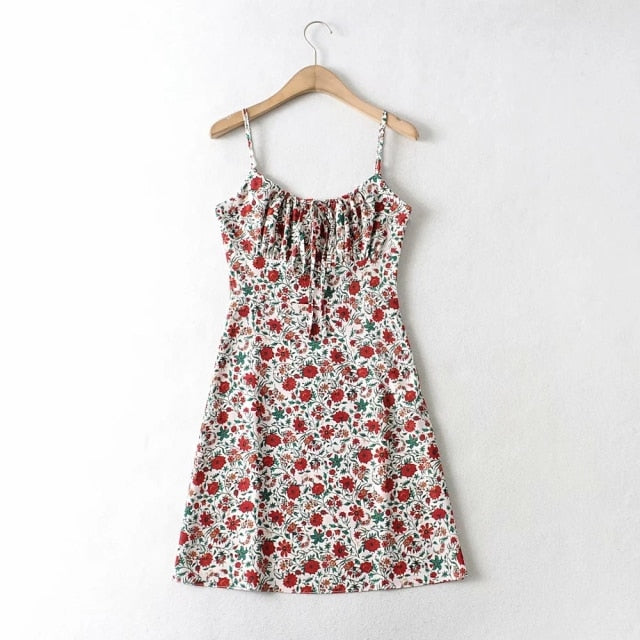 Foridol Strap Sleeveless Print Boho Summer Dress Long Women Green Floral Yellow Dresses Sundress Vintage French Style Dress