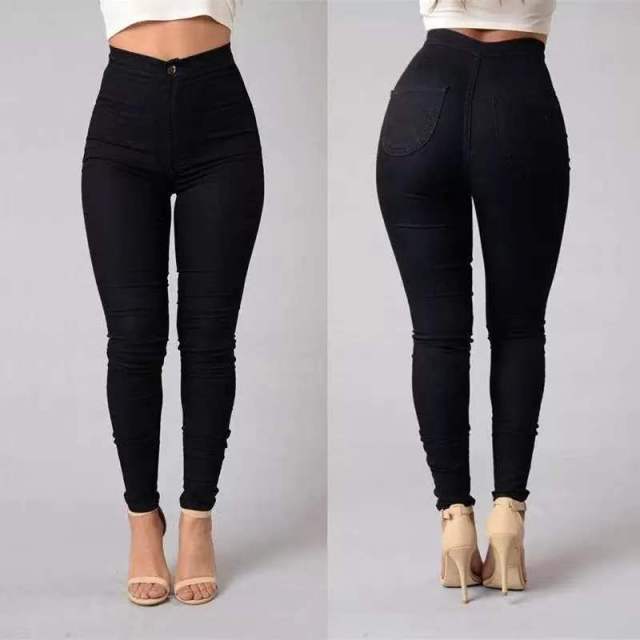 S-4XL High Waist Jean Women Summer Autumn Stretch Straight Black Jeans Vintage Pants Mom Slim Pencil Jeans High Quality