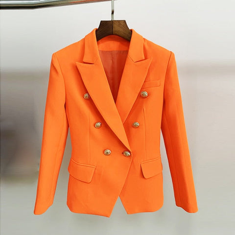 New Fashion Designer Jacket Women's Classic Double Breasted Metal Lion Buttons Blazer Outer Size S-4XL