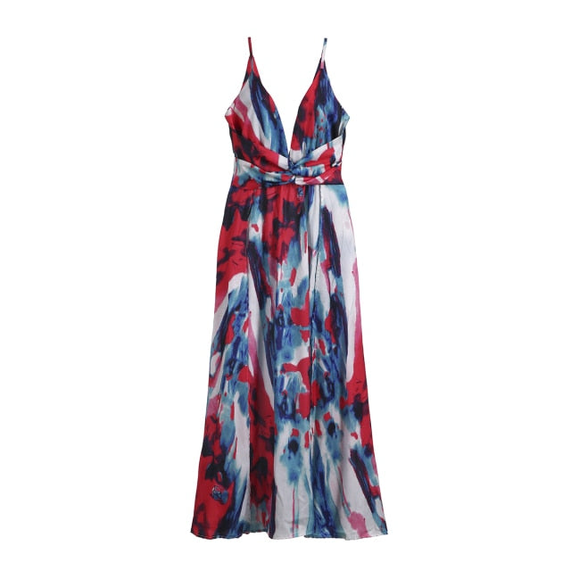 Women&#39;s Sling Floral Long Dresses arrival Summer Boho V-Neck Sleeveless  Party Beach Floarl Print  Maxi Dress Casual Sundress