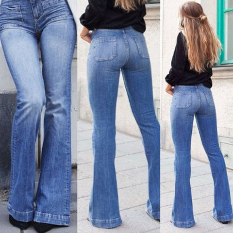 Skinny Flared Jeans Women's Fashion Denim  Pants Bootcut Bell Bottoms Stretch Trousers Women Jeans