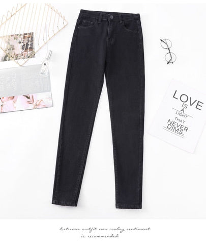 Fashion high-waist women's jeans new slim high-profile pencil pants stretch skinny pants casual trousers Karo888