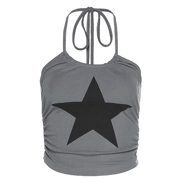 Gothic Camisole Halter Crop Top Tee Print Crop Top For Women's Adults' Hot Stamping 100% Polyester