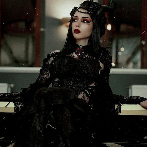 Goth Girl Gothic Lolita Sexy Y2K Year 2000 Masquerade Shawls Women's Costume Vintage Cosplay Party / Evening Shawl Masquerade