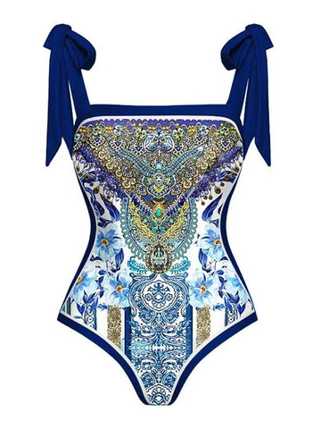 Women's Swimwear One Piece Beach Bottom Normal Swimsuit 2 Piece Printing Graphic Yellow Royal Blue Blue Sky Blue Bodysuit Bathing Suits Sports Beach Wear Summer