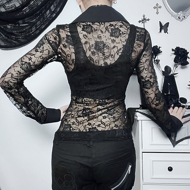 Goth Girl Gothic Lolita Sexy Y2K Year 2000 Blouse / Shirt Masquerade Women's Costume Vintage Cosplay Party / Evening Blouses Masquerade