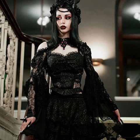 Goth Girl Gothic Lolita Sexy Y2K Year 2000 Masquerade Shawls Women's Costume Vintage Cosplay Party / Evening Shawl Masquerade