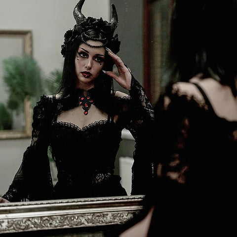 Goth Girl Gothic Lolita Sexy Y2K Year 2000 Masquerade Shawls Women's Costume Vintage Cosplay Party / Evening Shawl Masquerade