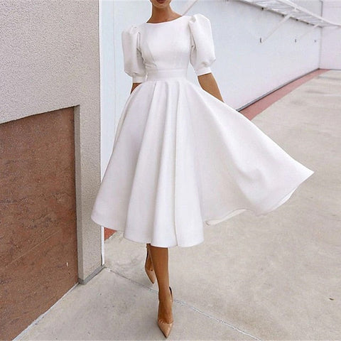 Women's Party Dress Casual Dress Swing Dress Midi Dress Black White Pink Short Sleeve Pure Color Backless Summer Spring Crew Neck Party Party Birthday Spring Dress S M L XL 2XL