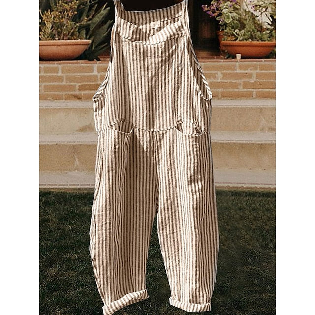 Women's Casual Streetwear School Casual Daily  Black and white plaid Blue and white plaid Yellow plaid Loose Overall Stripes Lattice