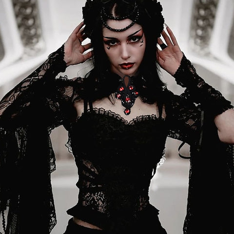 Goth Girl Gothic Lolita Sexy Y2K Year 2000 Masquerade Shawls Women's Costume Vintage Cosplay Party / Evening Shawl Masquerade