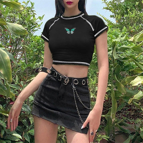 Y2K T-shirt Crop Top Classic Street Style Crop Top For Women's Adults' Hot Stamping Poly / Cotton
