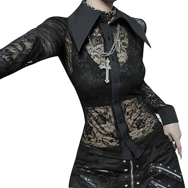 Goth Girl Gothic Lolita Sexy Y2K Year 2000 Blouse / Shirt Masquerade Women's Costume Vintage Cosplay Party / Evening Blouses Masquerade
