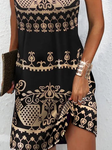 Women's Casual Dress Shift Dress Mini Dress Black Green Dark Blue Sleeveless Floral Ruched Spring Summer Halter Vintage Birthday Daily Ethnic Dress S M L XL XXL 3XL