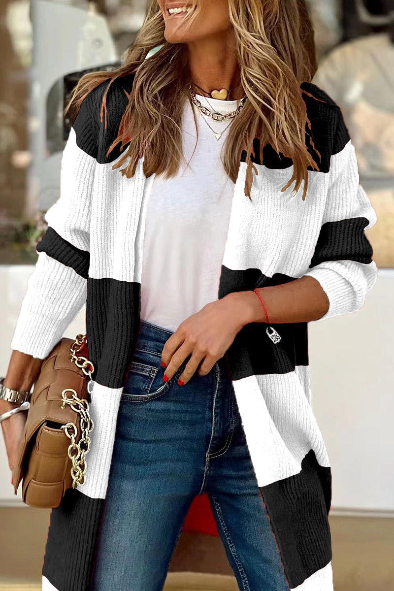 Street Striped Patchwork Cardigans