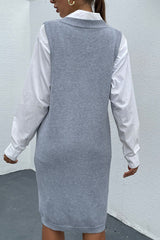 Ribbed Trim Sleeveless Sweater Dress