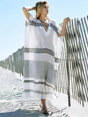Striped Loose Kaftans Cover-Up Tops