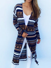 Striped  Long Sleeve Cardigans