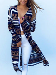 Striped  Long Sleeve Cardigans